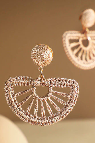 Rattan Knitted Half Moon Drop Earring