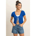 Pointelle Tie Front Knit Cardigan