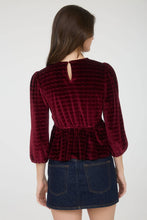 Load image into Gallery viewer, SCALLOP VELVET BOW DETAIL 3/4 SLEEVE KNIT TOP