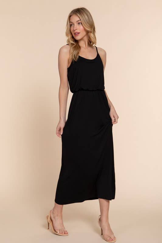 Waist Elastic Midi Cami Knit Dress