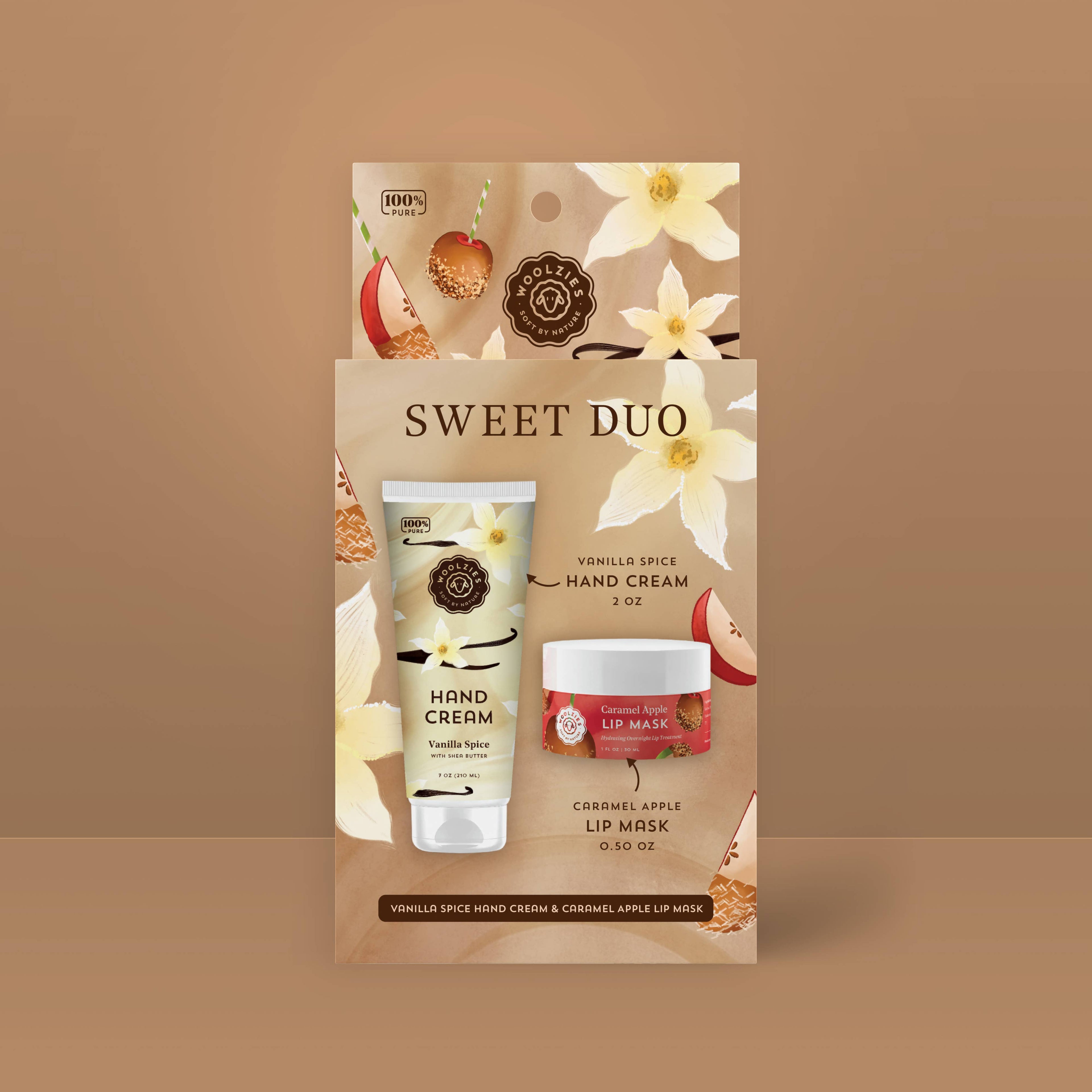 Sweet Duo: Hand Cream & Lip Mask – Vanilla & Apple Caramel