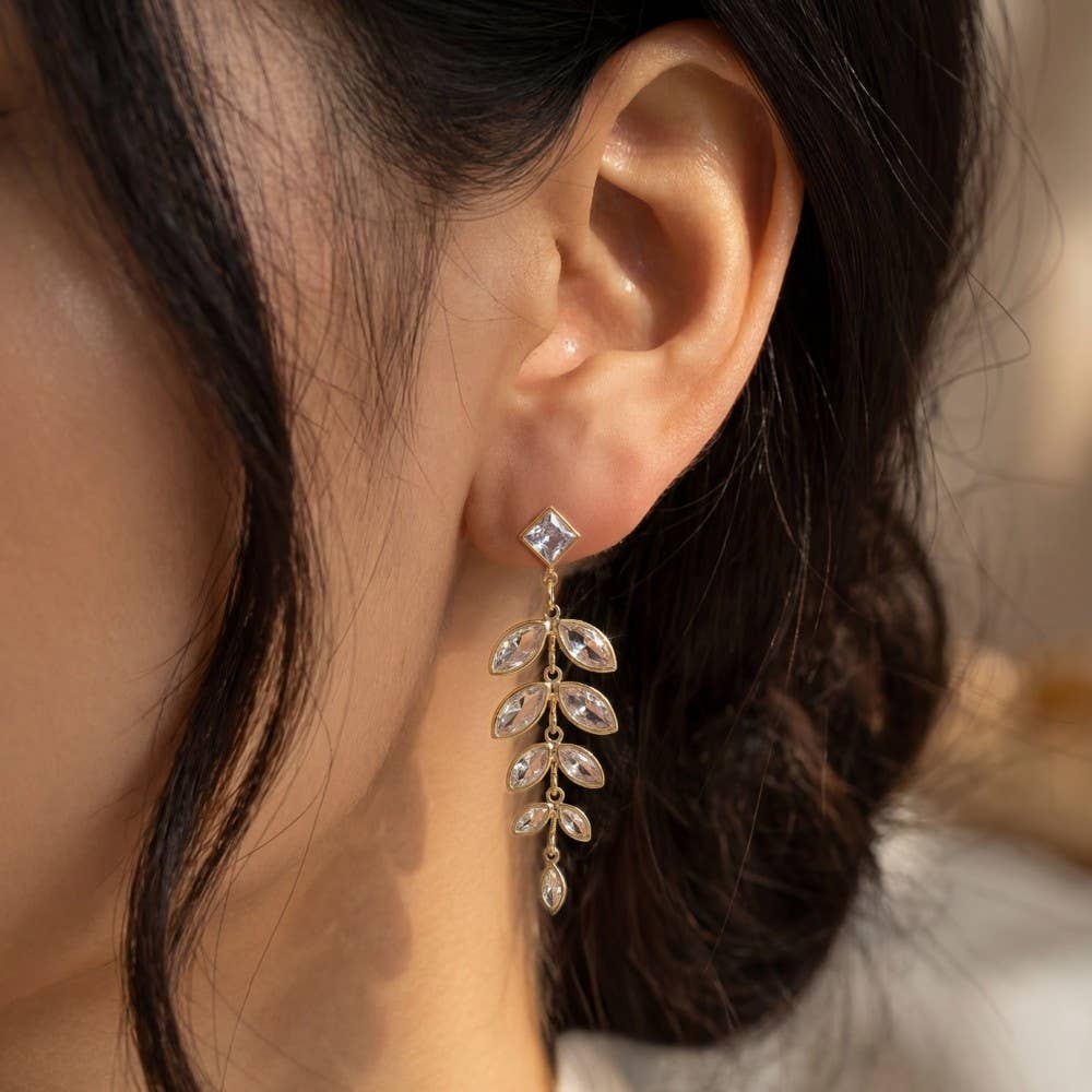 Faceted Cz Ovals Dangle Earrings