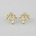 Ribbon Bow Heart Zircon Stud Earrings