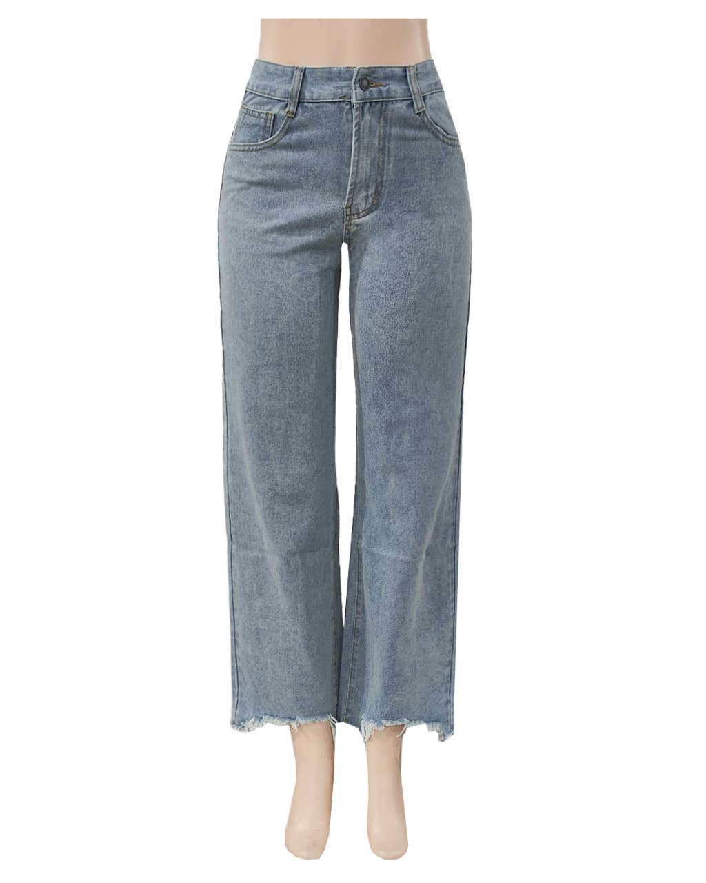 Loose fringed straight jeans trousers
