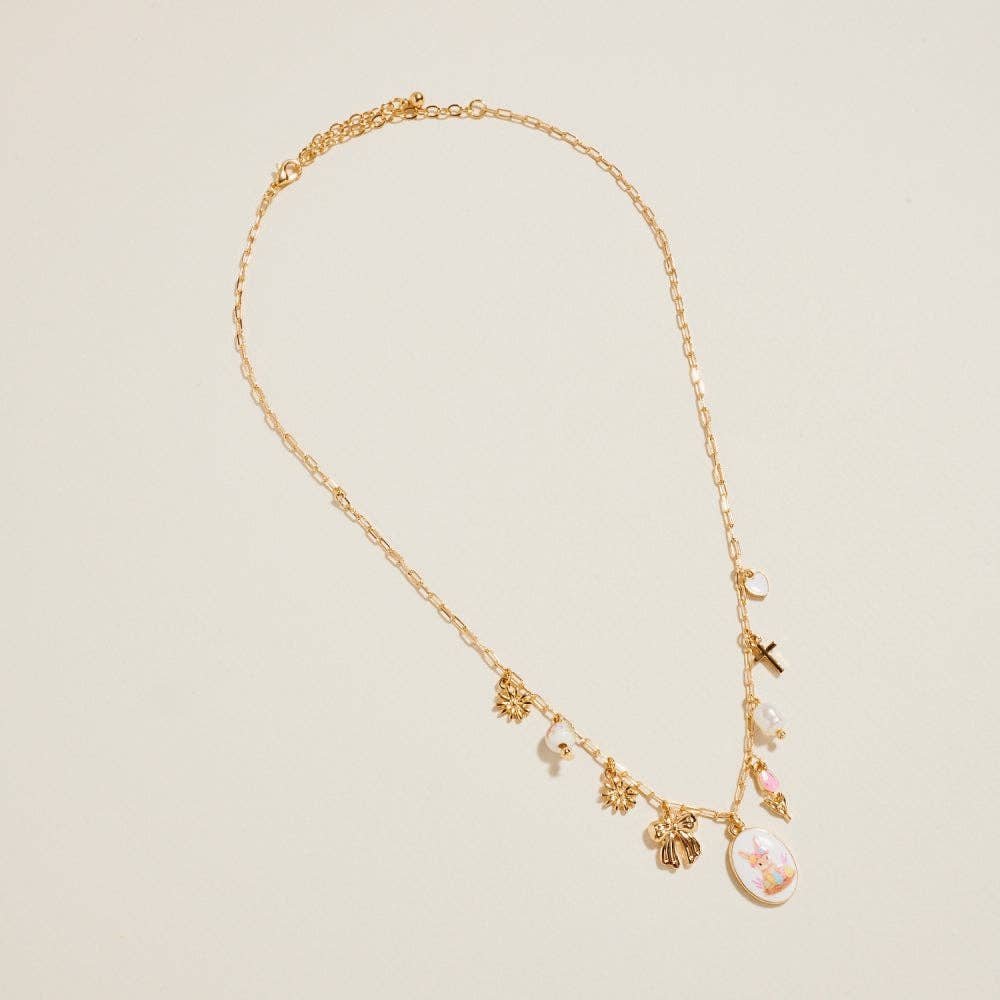 18 Inch Easter Bunny Enamel Charms Chain Necklace