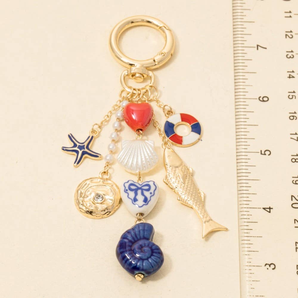 Heart And Ceramic Metallic Sea Life Bag Charms