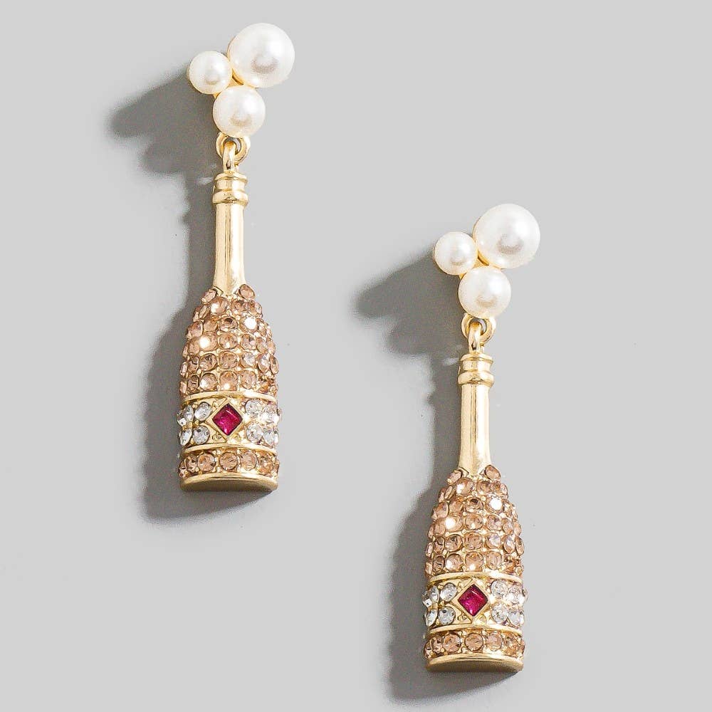 Pave Bubble Champagne Dangle Earrings