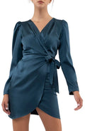 Satin Surplice Wrap Dress