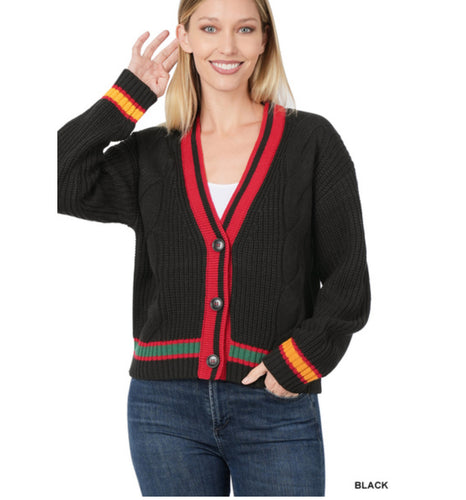 Cable Knit Multicolored Cardigan