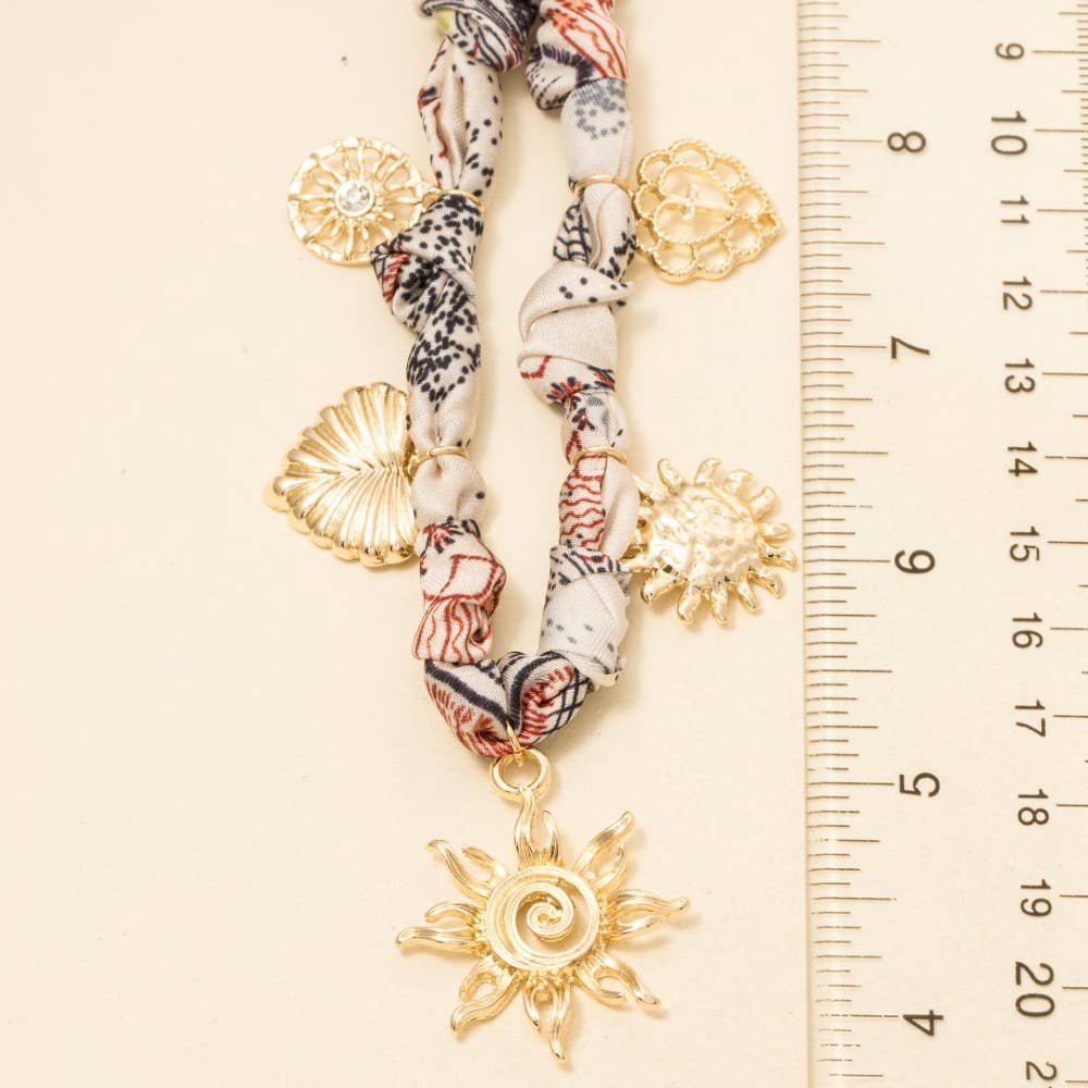 Sun Flower Cross Heart Charms Bandana Necklace