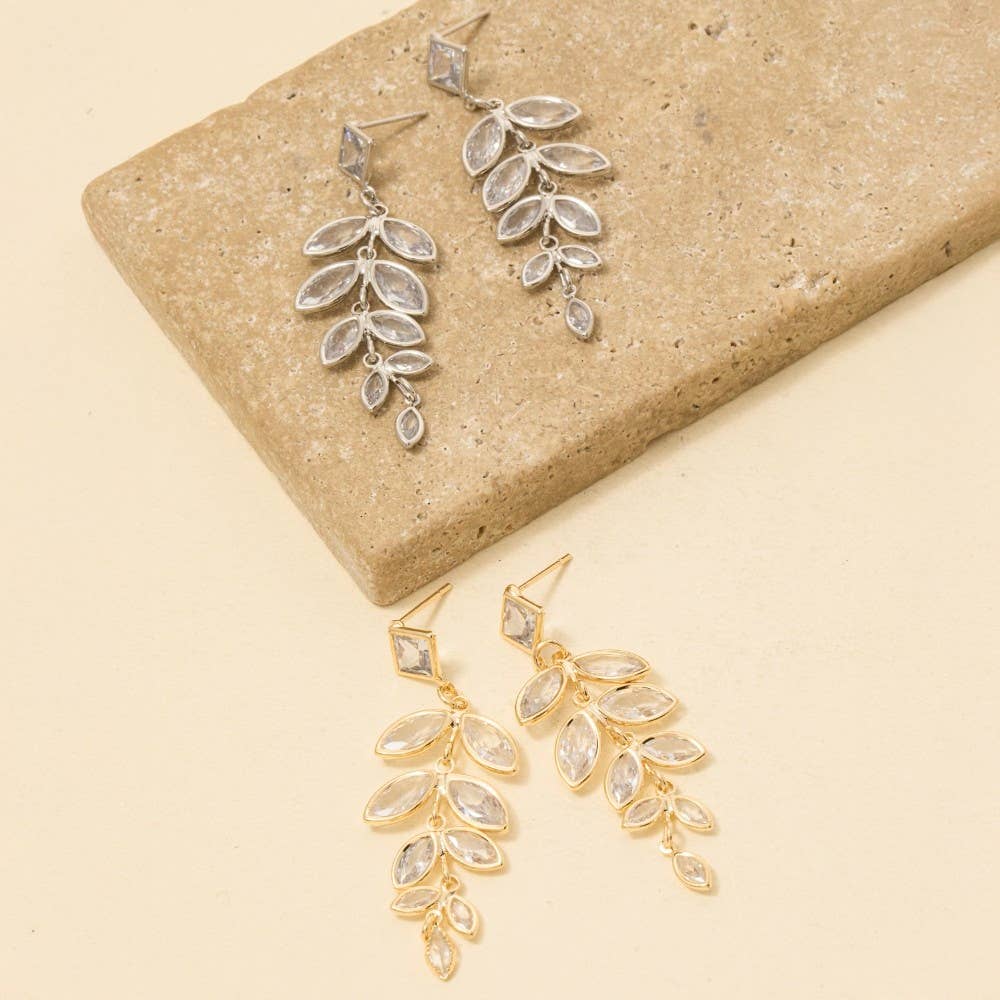 Faceted Cz Ovals Dangle Earrings