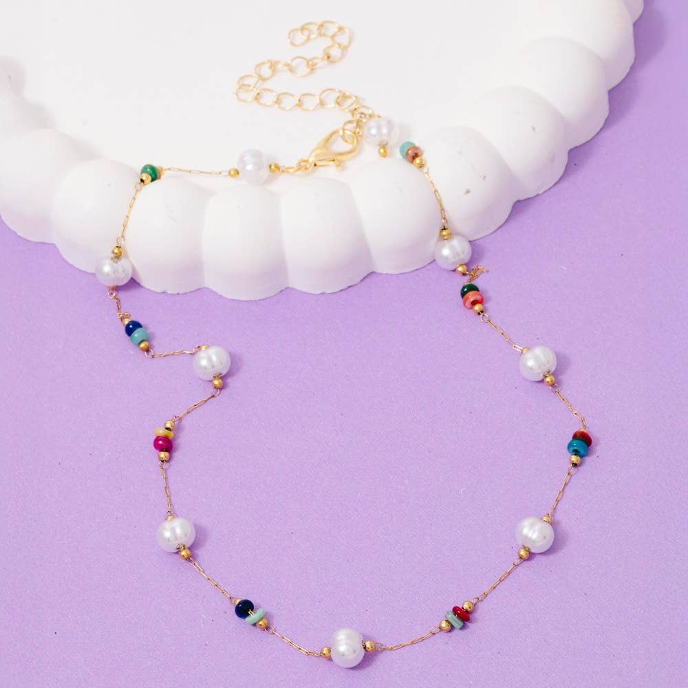 Dainty Chain Bead Station Necklace