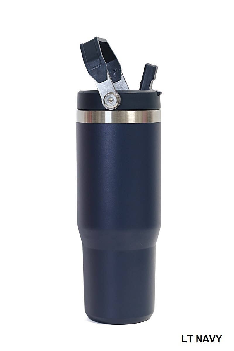 30OZ STAINLESS STEEL FLIP STRAW TUMBLER