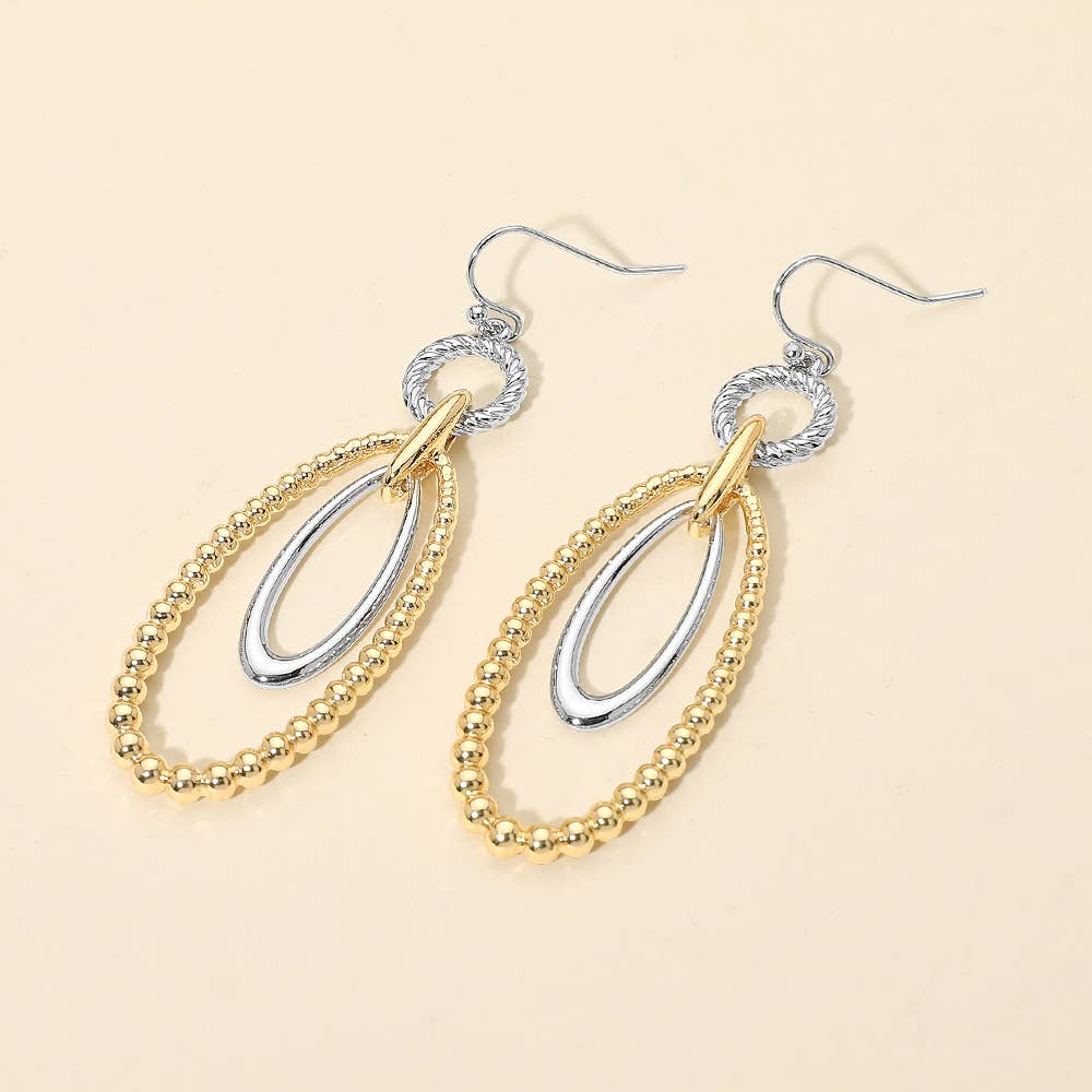 Mixed Link Oval Drop Earrings