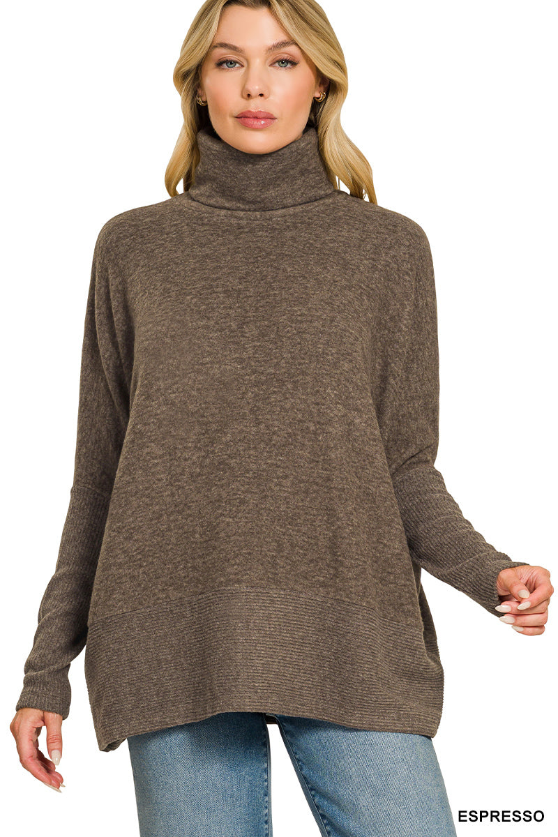 Brushed Melange Turtleneck Sweater