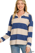 Brushed Striped Hacci Collared Shirt