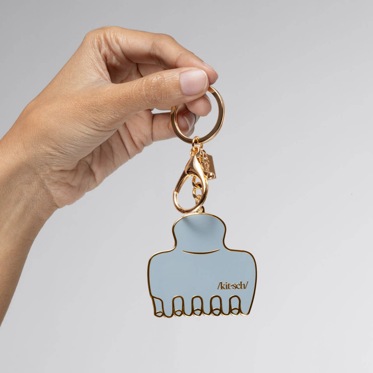 Metal Enamel Keychain Cloud Clip - Haze Blue