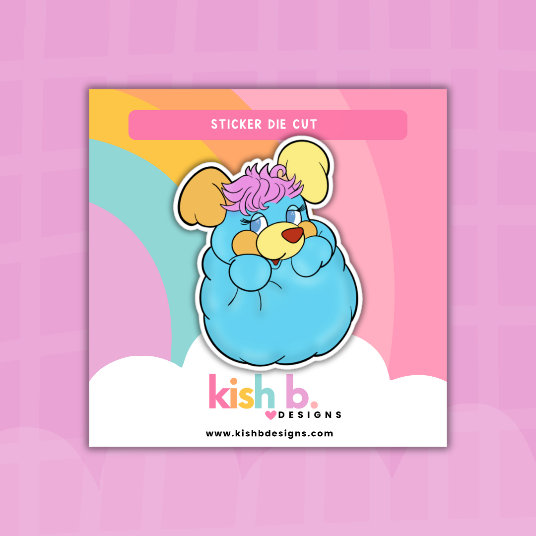 80's Popples Plushie| Sticker Die Cut - Blue