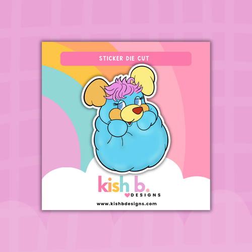 80's Popples Plushie| Sticker Die Cut - Blue