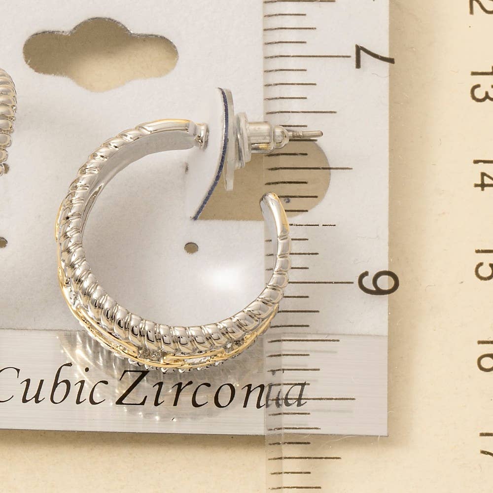 Gold Plated Two Tone Layered Chain Hoop Earrings