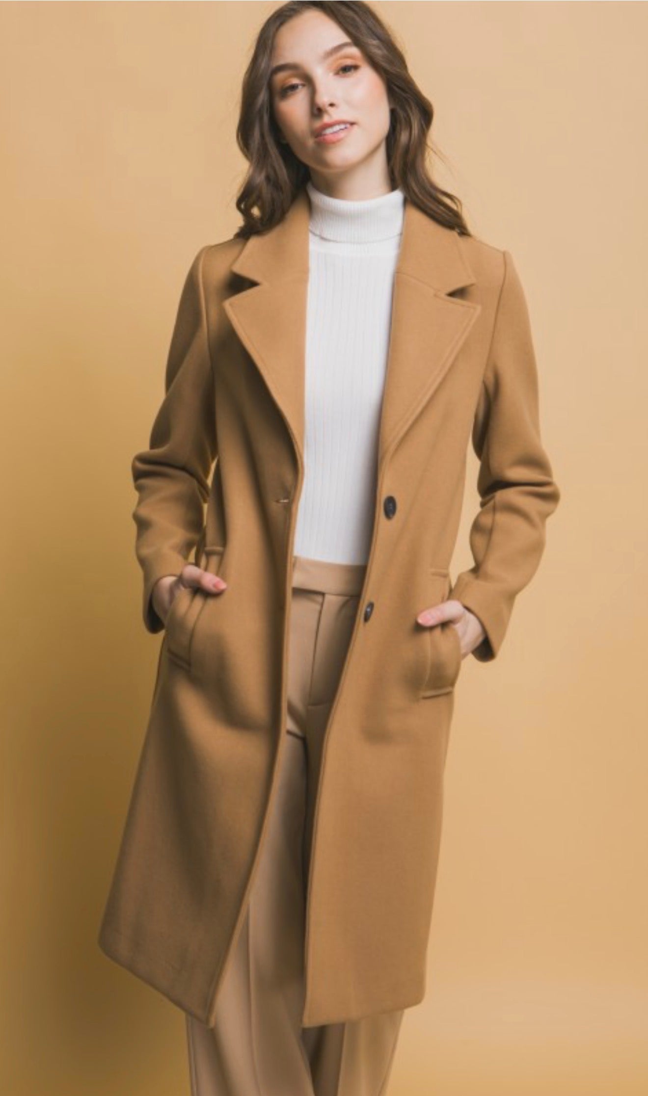 Longline Notch Lapel Coat
