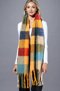 Multi Colored Brushed Plaid Oblong Scarf