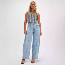 Load image into Gallery viewer, High Waist Denim Pant Washed Loose Jeans