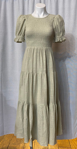 Sage Smocked Midi Dress