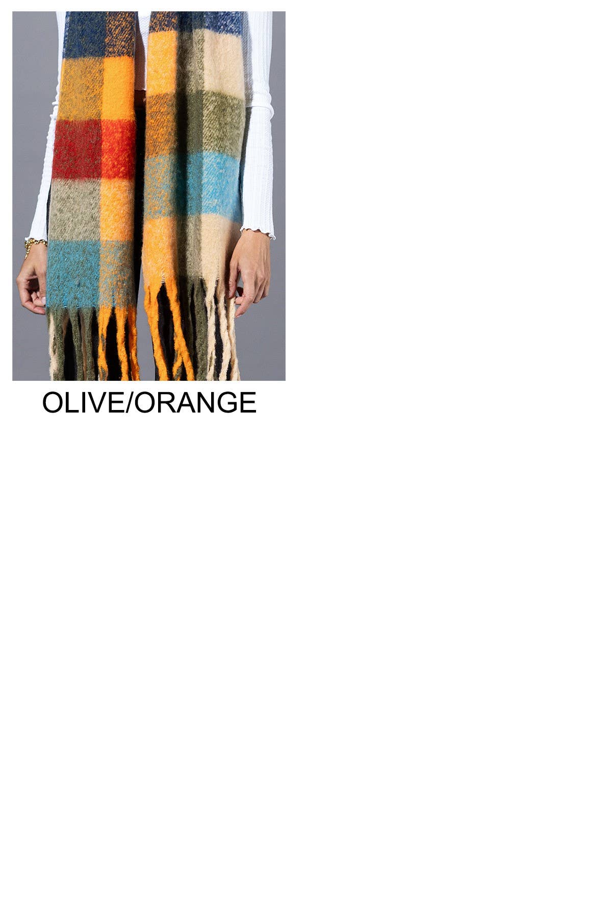 Multi Colored Brushed Plaid Oblong Scarf