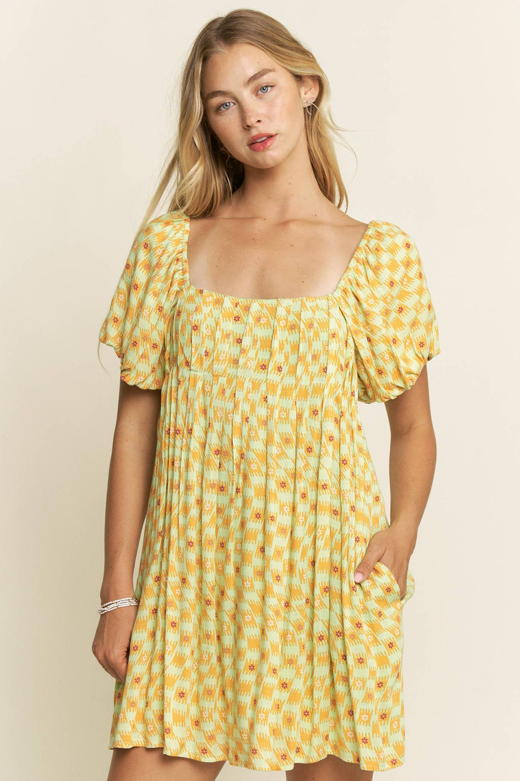 PUFF SLEEVE MINI DRESS