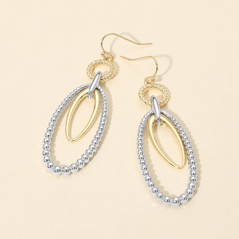 Mixed Link Oval Drop Earrings
