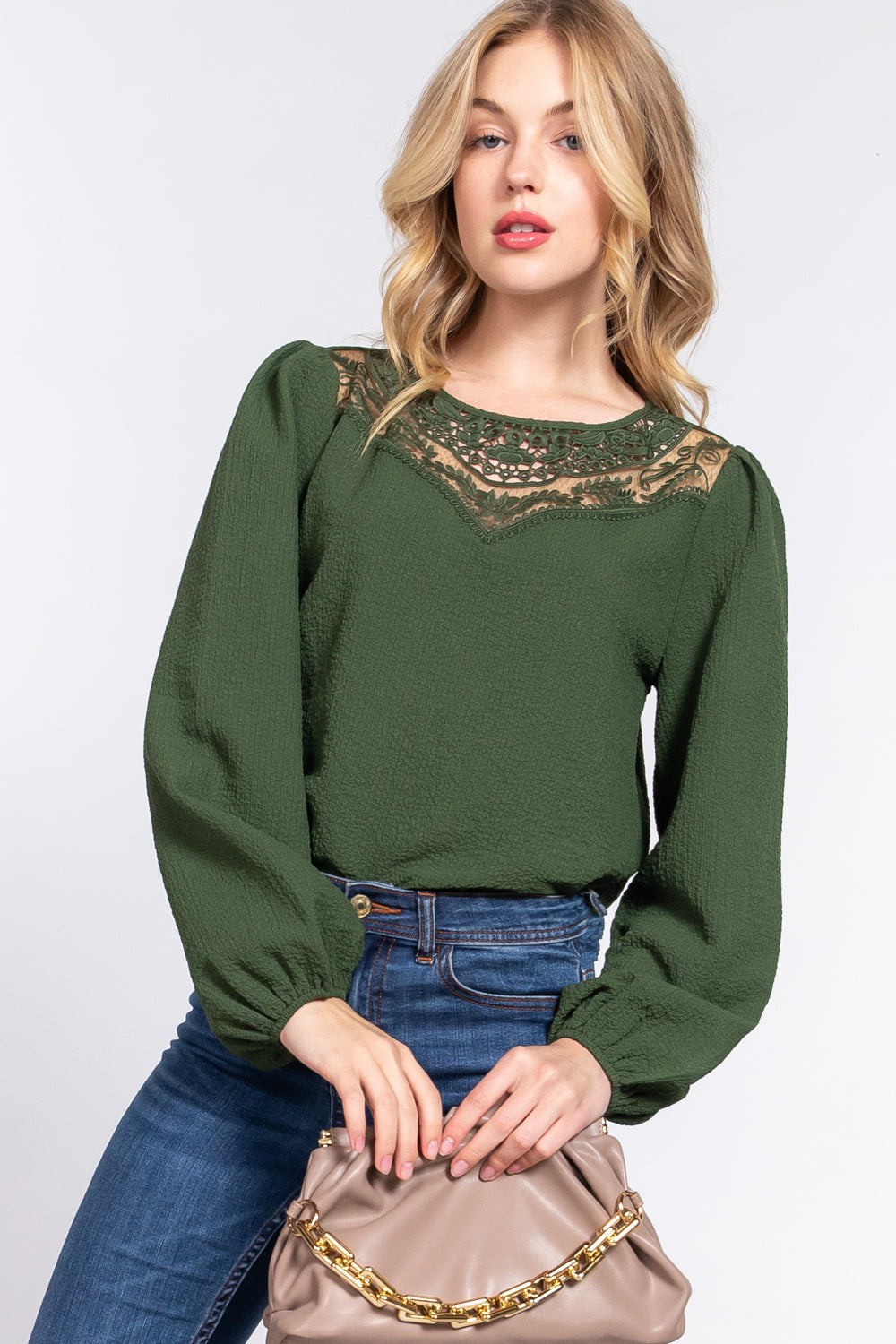 Olive Lace Top