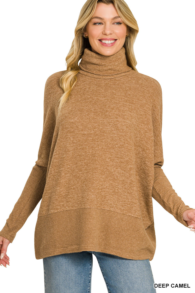 Brushed Melange Turtleneck Sweater