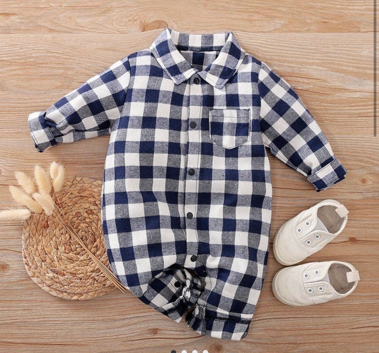 Blue Flannel Onesie