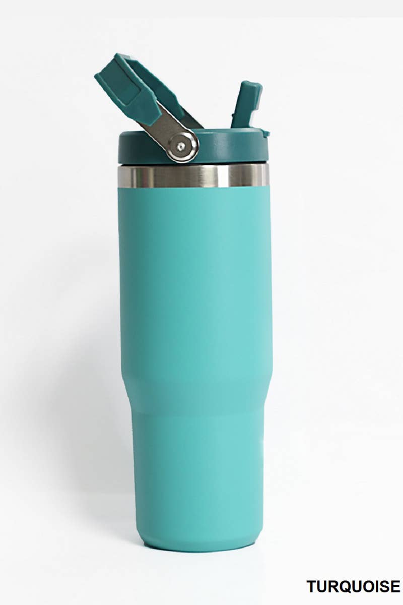30OZ STAINLESS STEEL FLIP STRAW TUMBLER
