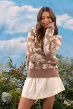 Load image into Gallery viewer, FLORAL DISTRESSED CREWNECK TERRY SWEATER