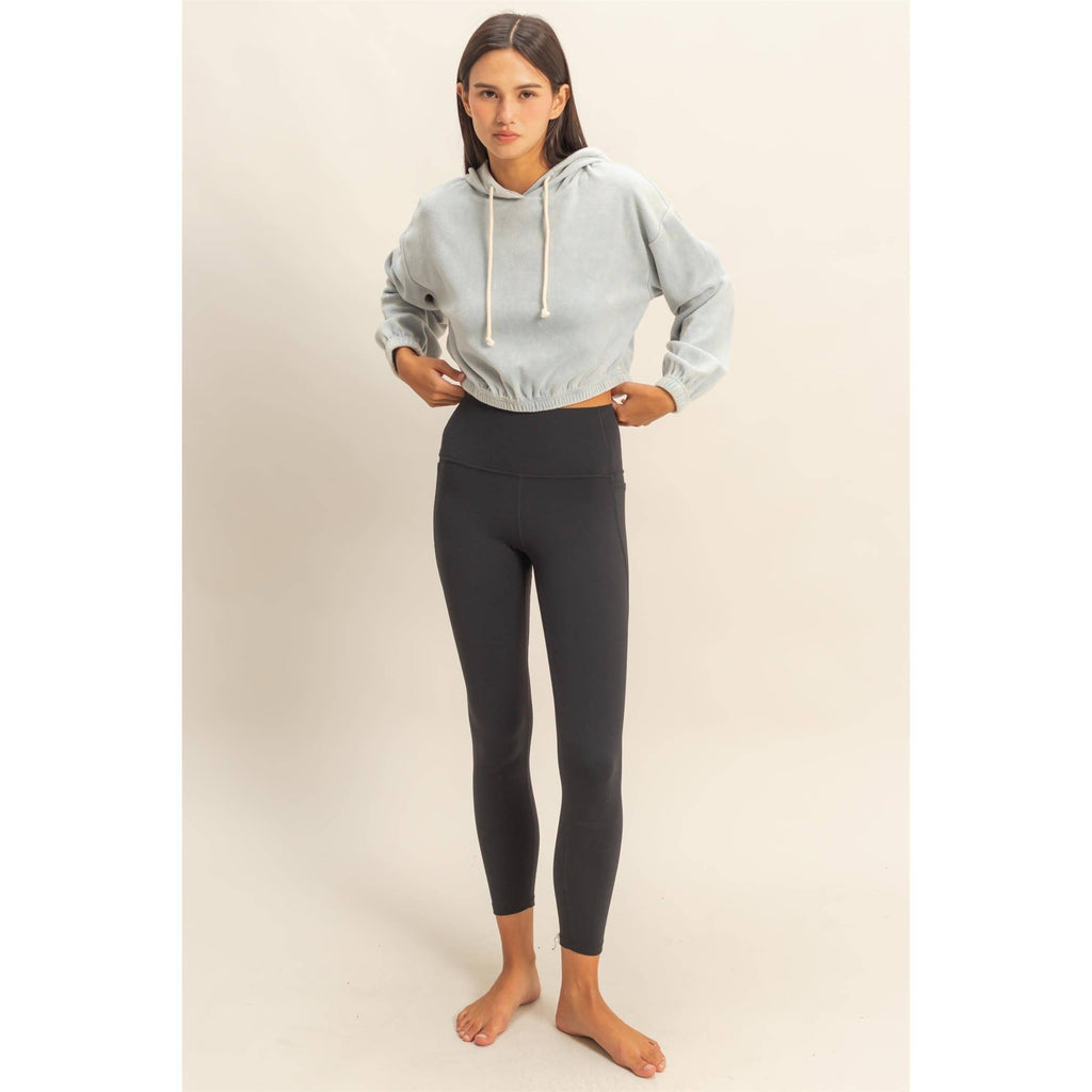 Cropped Velvet Pullover Hoodie