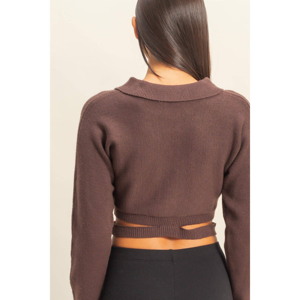 Button-Front Sweater Top