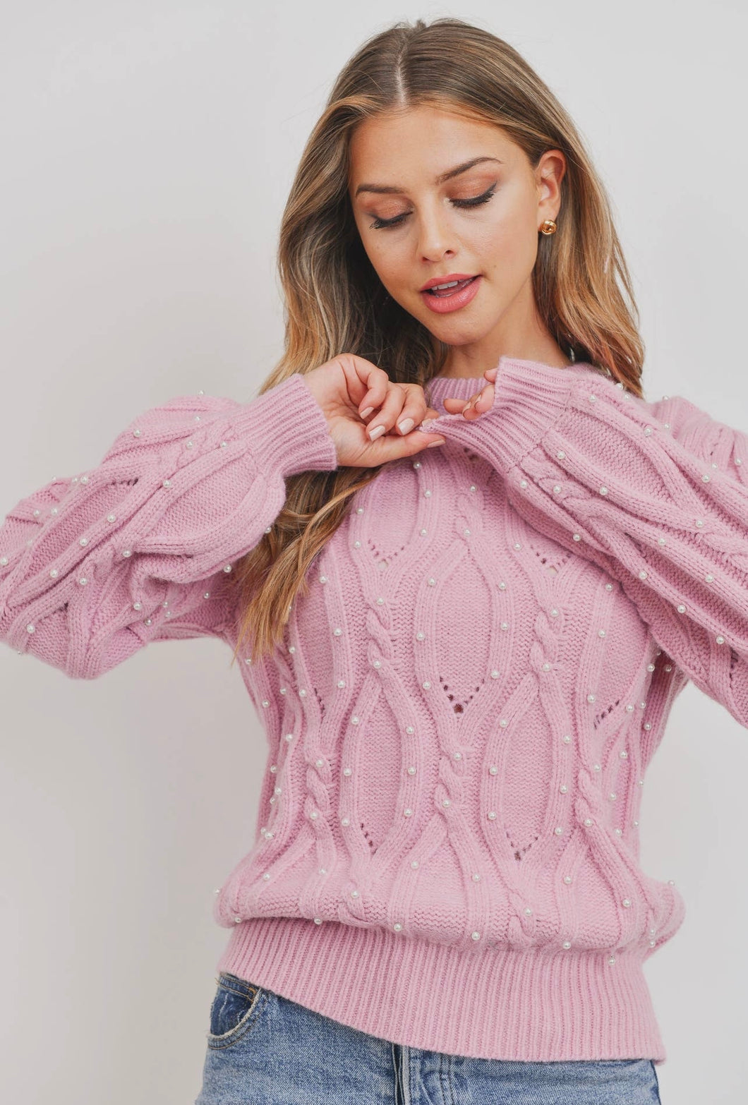 Pink Pearl Embellished Sweater