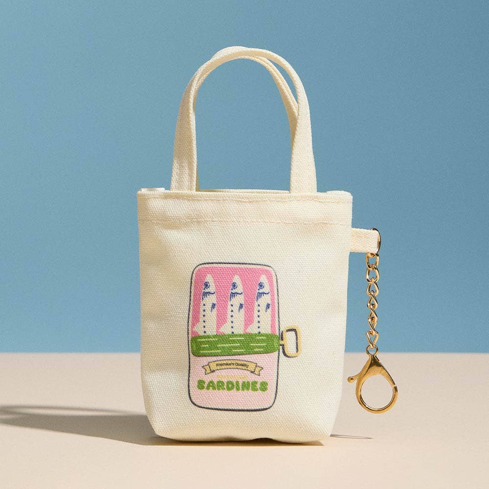 Sardine Graphic Print Keychain Mini Tote Bag