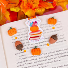 Load image into Gallery viewer, Autumn Air, Cozy Vibes and a Pile of Books Magnetic Bookmark
