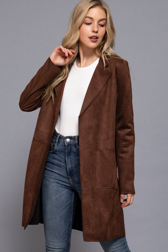 Faux Suede Open Jacket