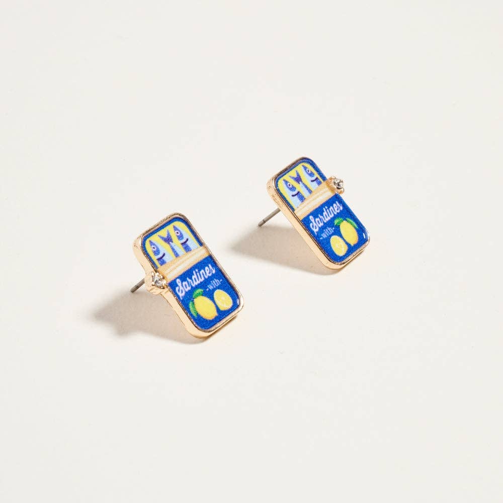 Canned Sardines Rhinestone Post Earrings