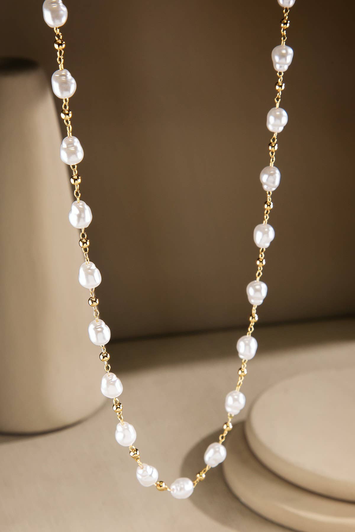 Baroque Pearl Station Necklace