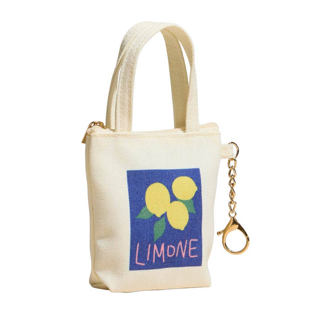 Limone Graphic Printed Keychain Mini Tote Bag