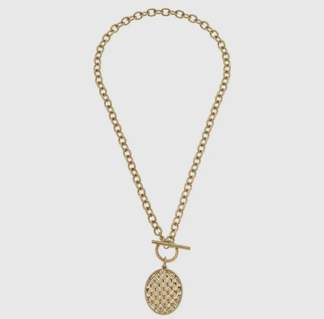 Daria Quilted Metal Pendant Necklace