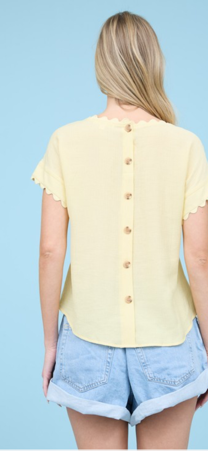 Scalloped Short Sleeve Blouse