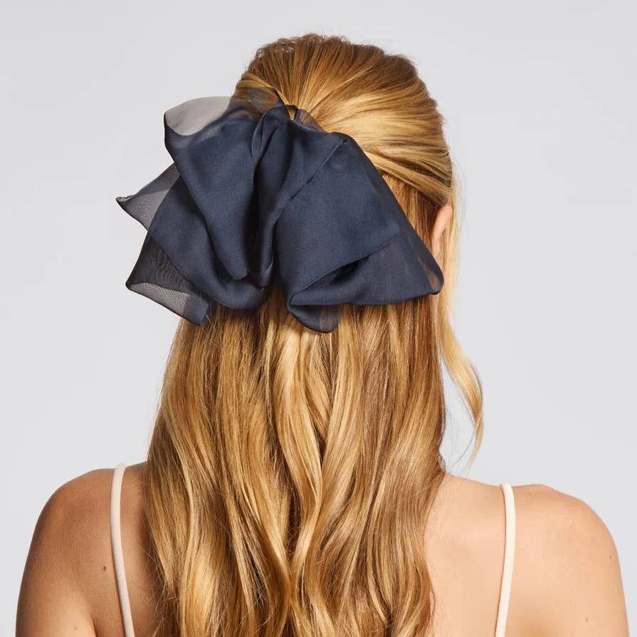 Chiffon Bow Hair Clip - Blue Orchid