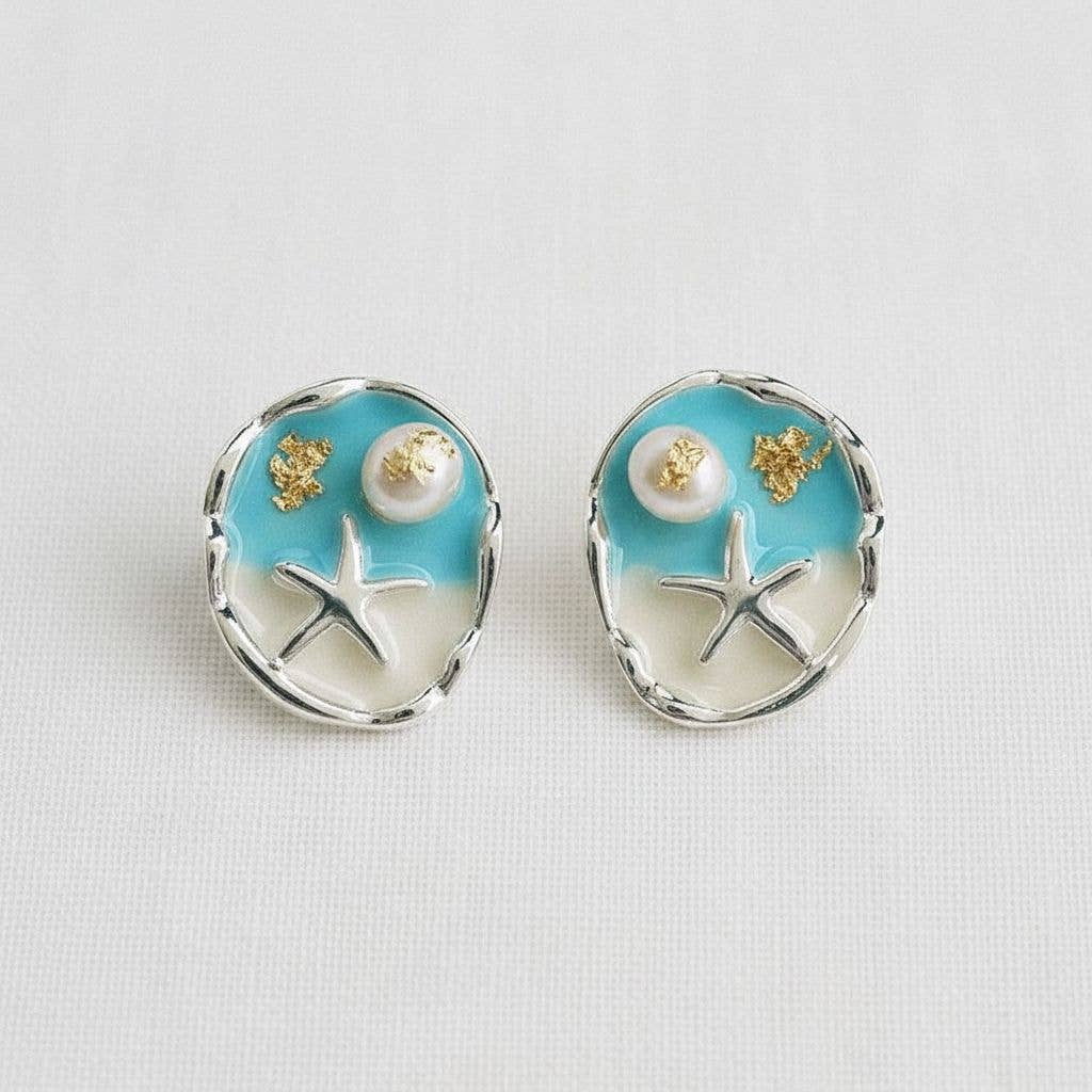 Charming Starfish Pearl Drop Earrings