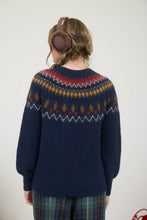 Load image into Gallery viewer, FUZZY FAIR ISLE CREW NECK KNIT PULLOVER SWEATER